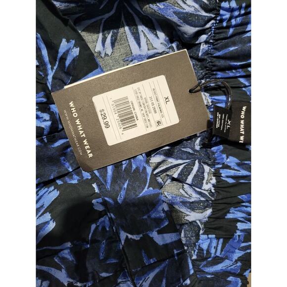 Who What Wear Blue Floral Tiered Mini Skirt XL Cotton Elastic Waist - Picture 6 of 7